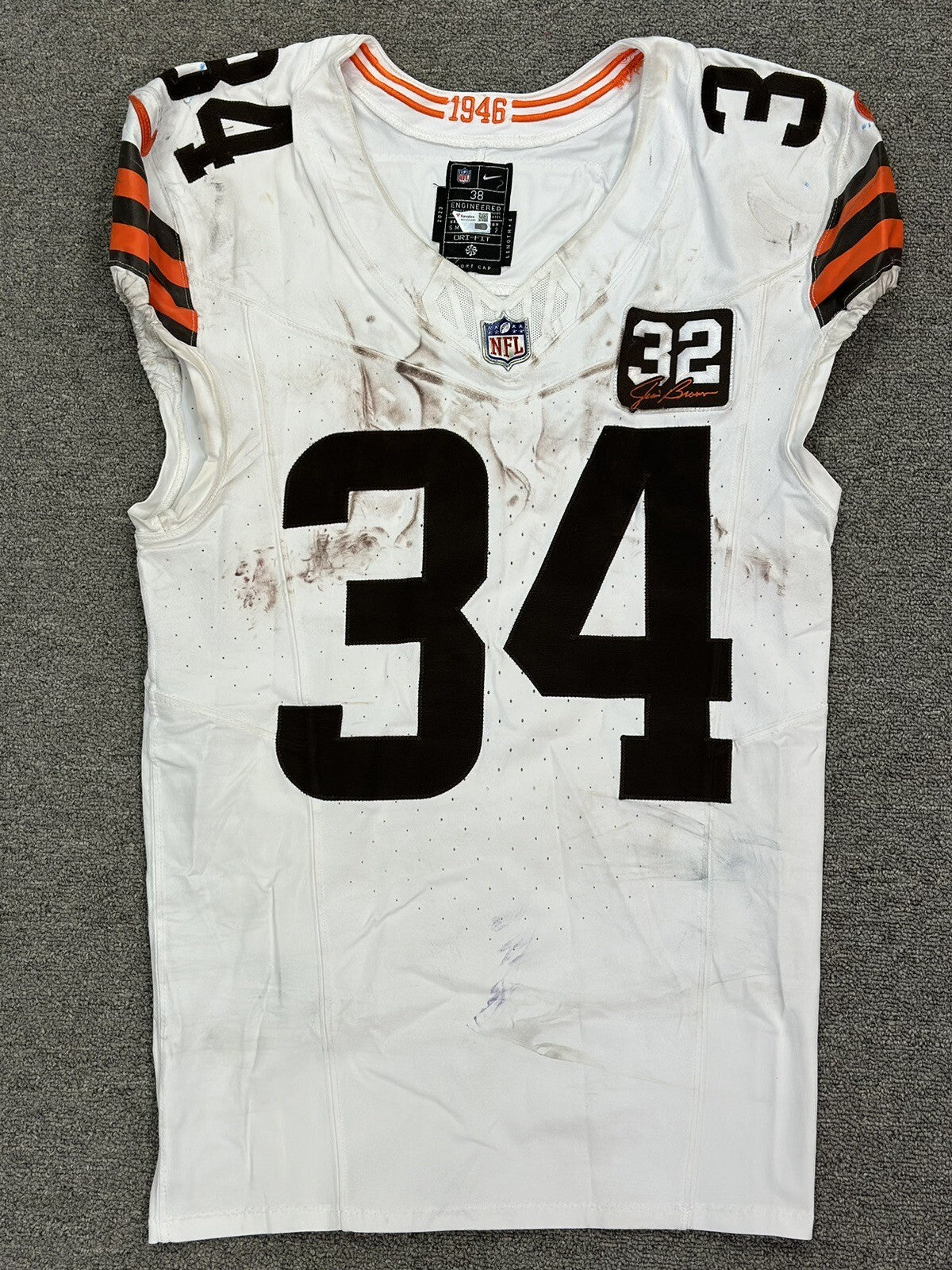 Jerome Ford Cleveland Browns Game Used Worn Jersey Brown Patch LOA