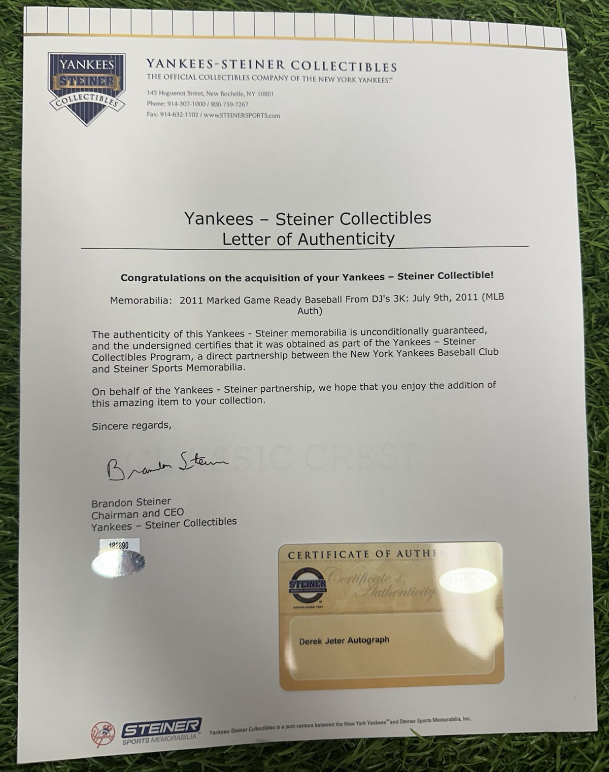 Derek Jeter New York Yankees Signed 3,000th Hit "Game Ready" Baseball MLB Auth